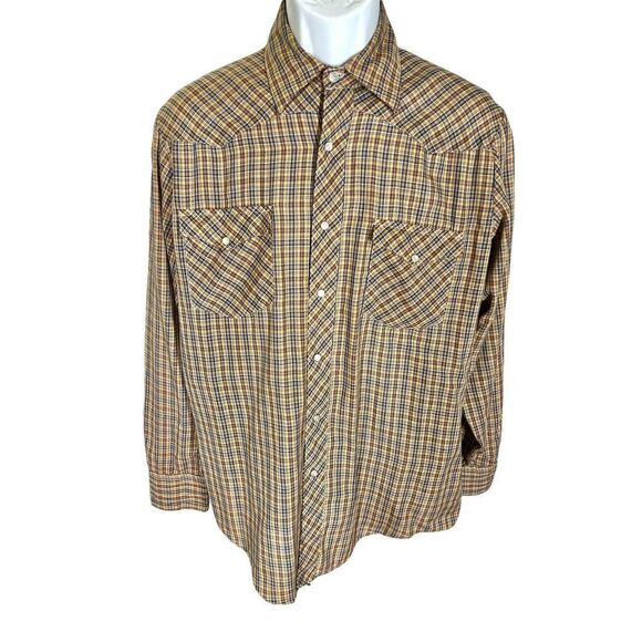 Stage II Vintage Brown Snap Button Down Long Sleeve Shirt Men’s Size Med. - Picture 1 of 5
